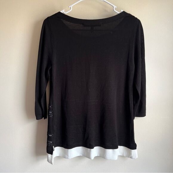 White House Black Market Embroidered Contrast Layered Pullover Sweater - Picture 5 of 7